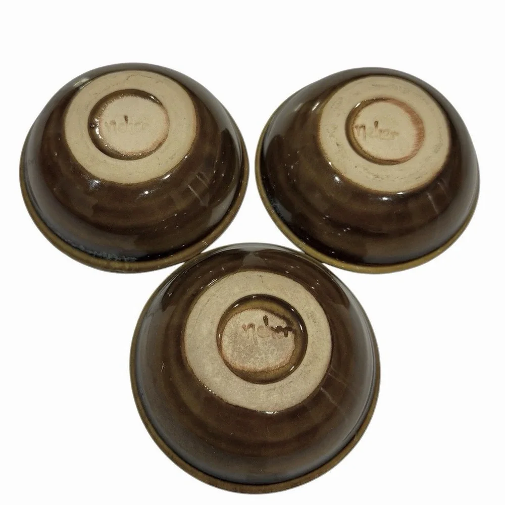 Neher Clay Pottery Set Of 3 Small Glazed Bowls 4